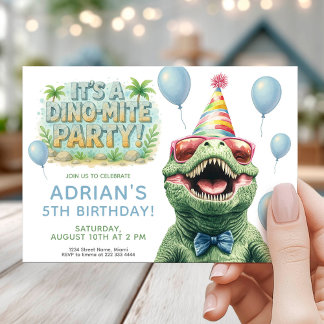 Invitation Conception de fête d'anniversaire de dinosaure amu