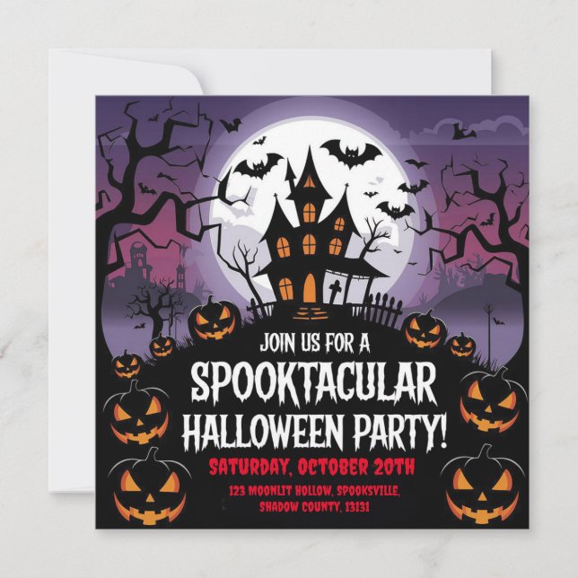 Invitation Conception de fête d'Halloween de maison hantée ef (Devant)