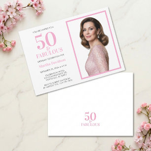 Invitation Conception de joyeux anniversaire photo rose 50 an