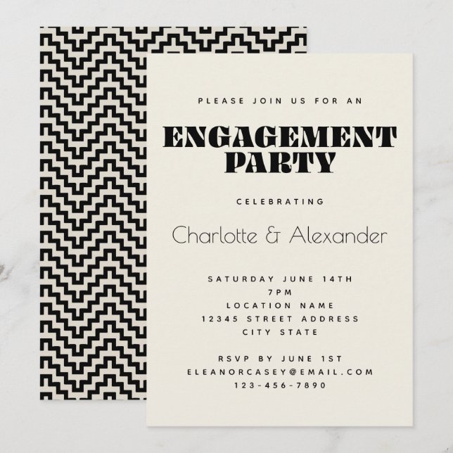 Invitation Conception de les années 70 rétro super en Black E (Devant / Derrière)