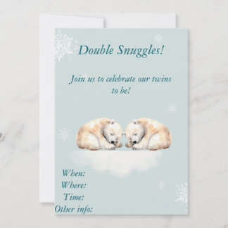 Invitation Conception de l'ours polaire à Baby shower jumeau