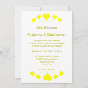 Invitation Conception de mariage à coeurs jaunes