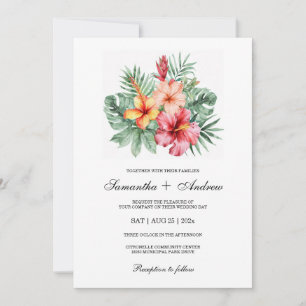 Invitation Conception de mariage avec fleurs d'Hibiscus