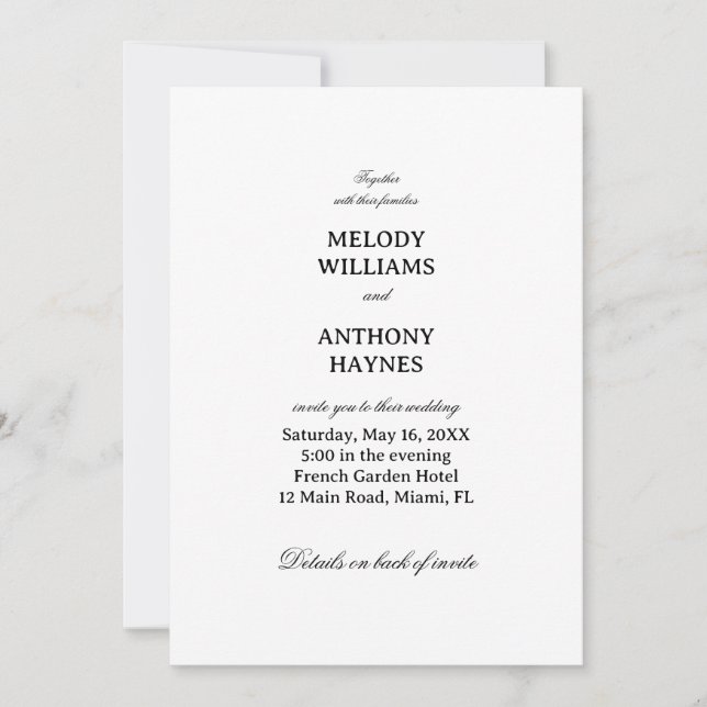 Invitation Conception de mariage élégante et minimaliste (Devant)