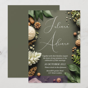 Invitation conception de mariage floral bordeaux mettant en v