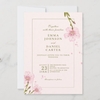 Invitation Conception de mariage minimaliste aux fleurs roses