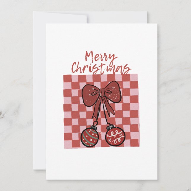 Invitation Conception de nœud et d'ornements de Noël rétro jo (Devant)