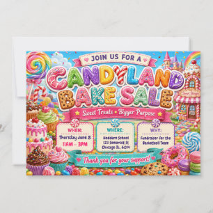 Invitation Conception de vente de pâtisseries Candyland