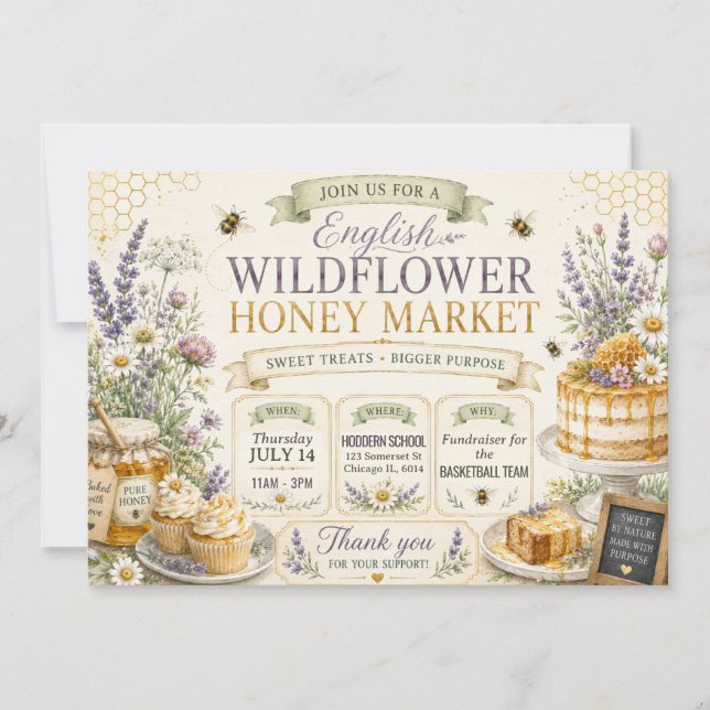 Invitation Conception de vente de pâtisseries du marché du mi (Devant)