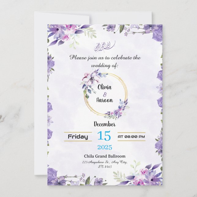 Invitation Conception d'invitation de mariage personnalisée (Devant)