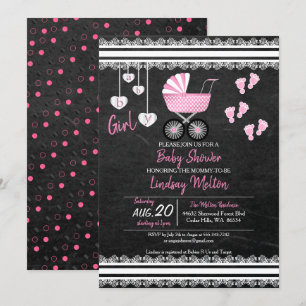 Invitation Conception d'une douche pour bébé en tableau noir