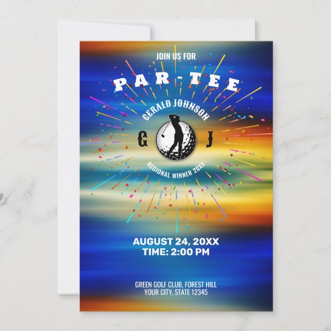 Invitation Conception élégante sur le thème de golf (Devant)