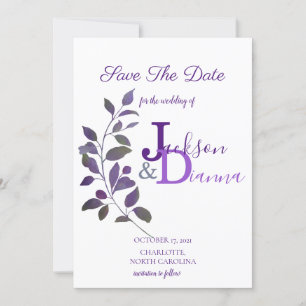 Invitation Conception feuille de Mariage violet Enregistrer l