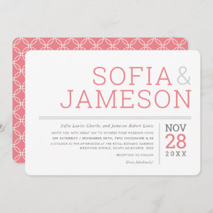 Invitation CONCEPTION MINIMALE simple type moderne corail gri