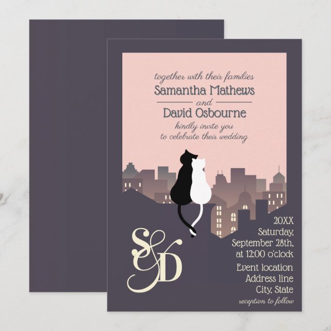 Invitation Conception monographique de mariage sur le thème d (Devant / Derrière)