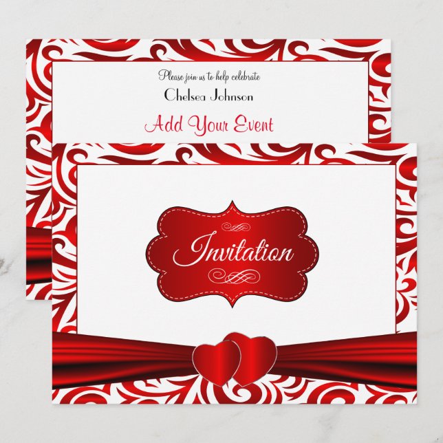 Invitation Conception Motif Verder Rouge et Blanc (Devant / Derrière)