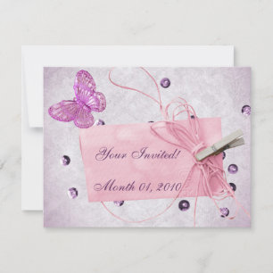 Invitation Conception personnalisable de papillon rose joli