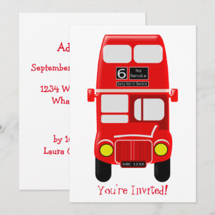 Invitation Conception personnalisée de bus Red Double Decker