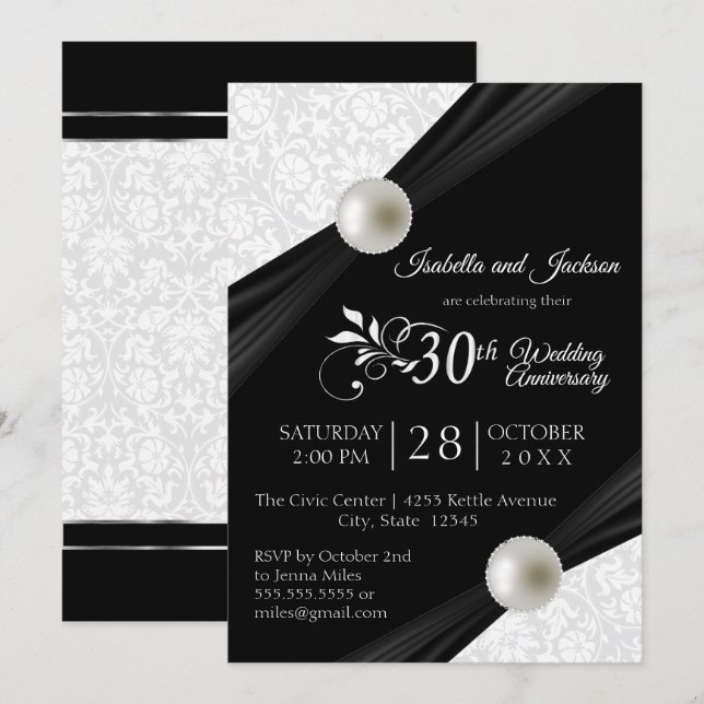 Invitation Conception pour le 30e Anniversaire de Perle - Noi (Devant / Derrière)