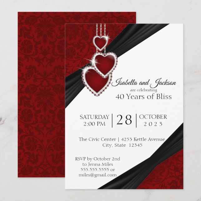 Invitation Conception pour le 40e Anniversaire de Ruby (Devant / Derrière)