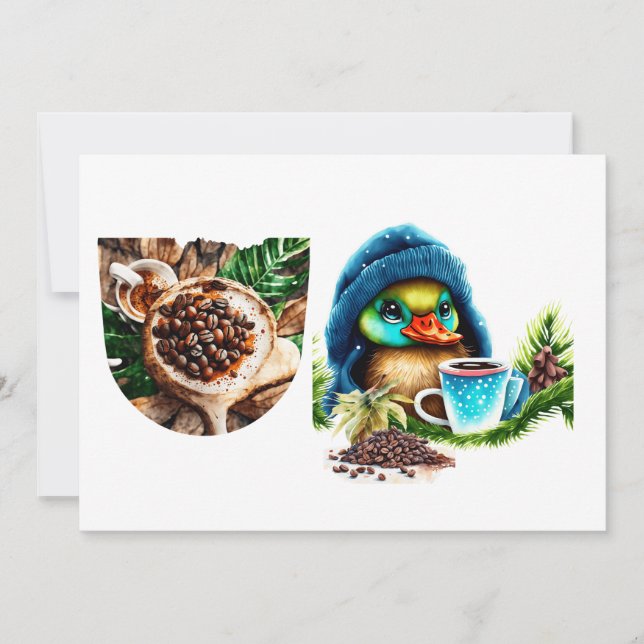 Invitation Conception Quirky Coffee Lover Duck (Devant)