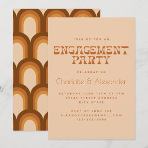 Invitation Conception Rétro Groovy 70s en Marron pour une Fêt