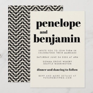 Invitation Conception Rétro Groovy Années 70 Mariage Tout-en-