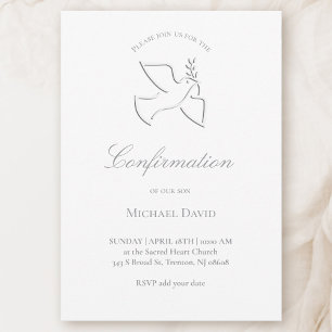 Invitation conception simple de colombe blanche Confirmation