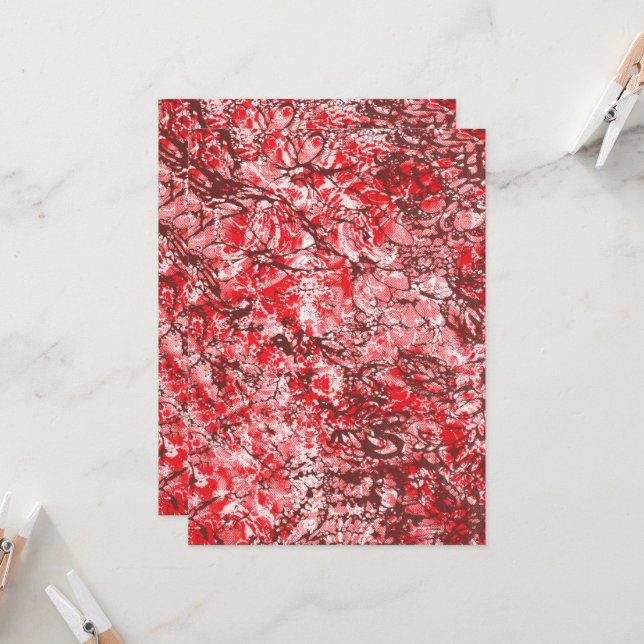 Invitation Conception textile rectangulaire avec rouge, blanc (Devant/Arrière en situation)