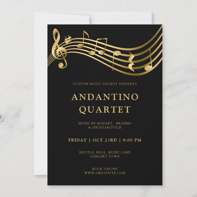 Invitation Concert de musique éditable Modèle Elegant Invitat (Devant)