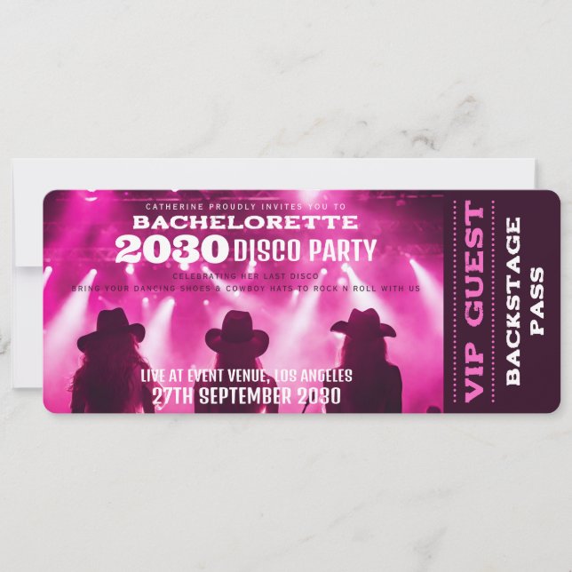 Invitation Concert de musique VIP Bachelorette Party (Devant)
