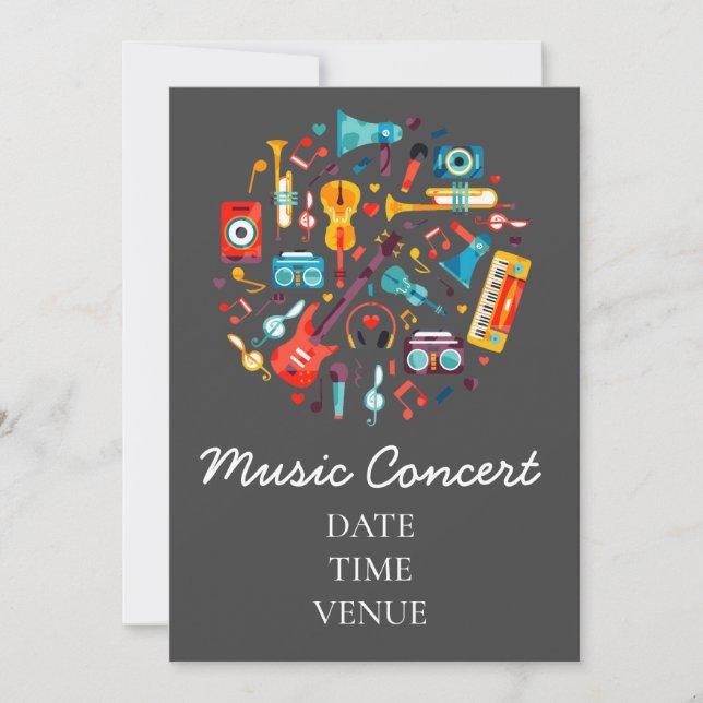 Invitation Concert musical pour enfants ou spectacles d'étudi (Devant)