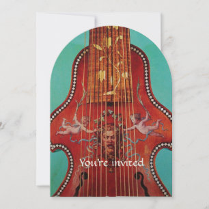Invitation CONCERT MUSIQUE, MARIAGE, Rouge bleu turquoise Lyr