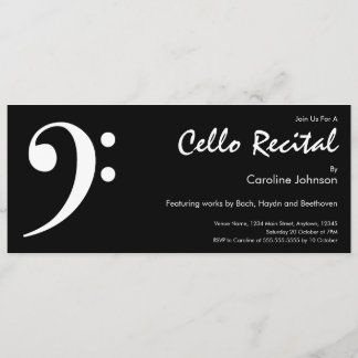Invitation Concert pour violoncelle de musique blanche modern