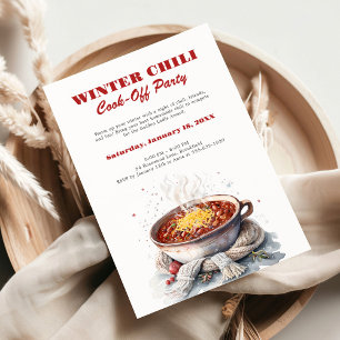 Invitation Concours de Chili Cozy Watercolor pour une Soirée 
