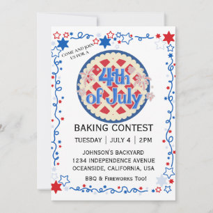 Invitation Concours de cuisson du quatrième juillet BBQ feux