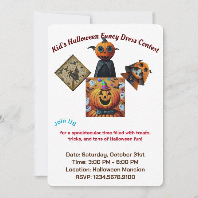 Invitation Concours de fête d'Halloween pour enfants (Devant)