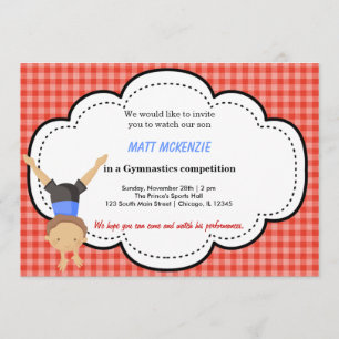 Invitation Concours de garçons gymnastique (rouge)