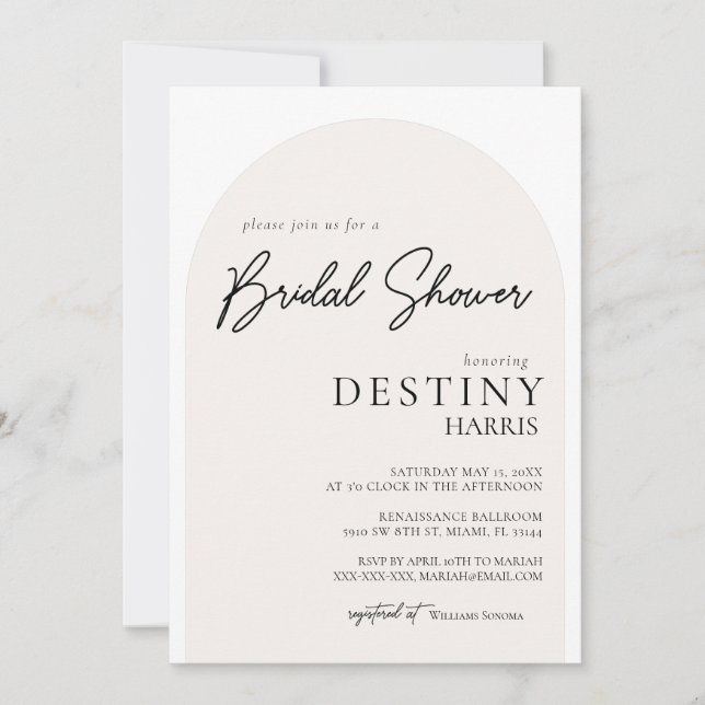 Invitation Concours minimaliste moderne avec douche nuptiale (Devant)