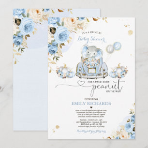 Invitation Conduire par Baby shower Blue Roses Citrouille élé