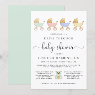 Invitation Conduire par Baby shower   Parade des transports r