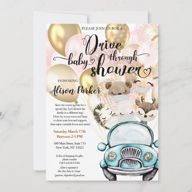 Invitation Conduire par Baby shower pour le garçon | Amis Saf (Devant)