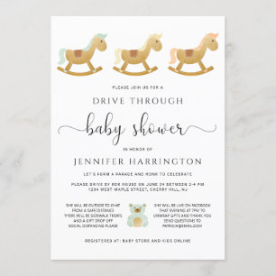 Invitation Conduire par le Baby shower  Cheval Rocking Retro