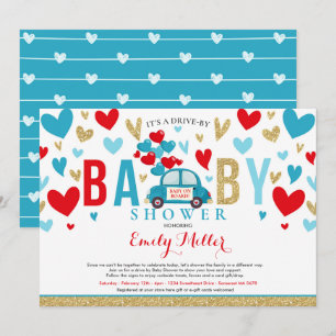 Invitation Conduire par Valentine Baby shower Chéri Rouge Ble