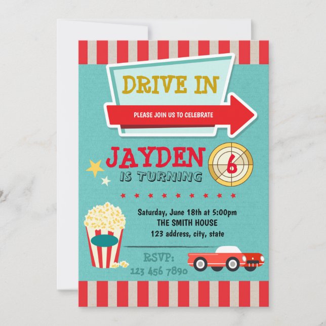 Invitation Conduisez dans l'invitation de partie de film de (Devant)