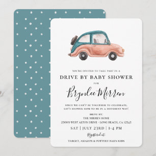 Invitation Conduite De Voiture Rétro Par Baby shower