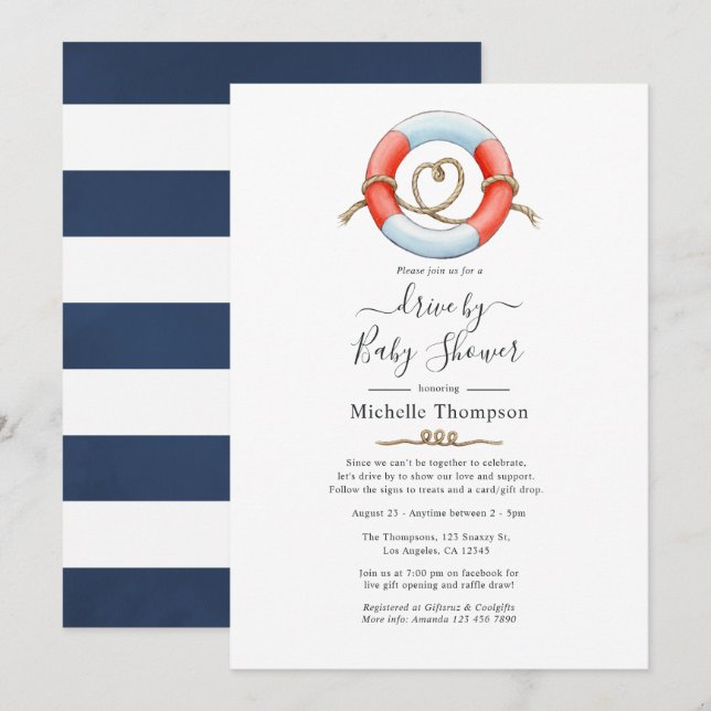 Invitation Conduite nautique par la nuptiale ou le Baby showe (Devant / Derrière)