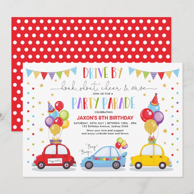 Invitation Conduite par Anniversaire Parade de la fête Quaran (Devant / Derrière)