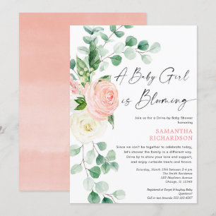 Invitation Conduite par baby shower Bébé fille est le printem