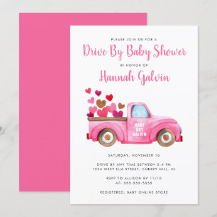 Invitation Conduite par Baby shower Chargement de coeur rose